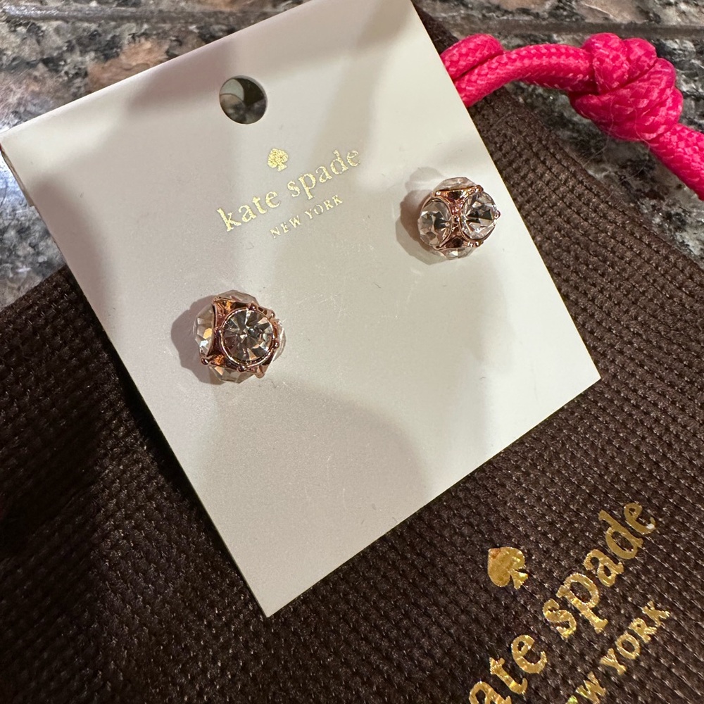 Kate Spade Lady Marmalade Crystal & Rose Gold Stud Earrings NWT - Picture 5 of 7